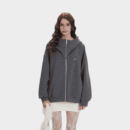 Damen Oversized Langarm Reißverschluss Jacke