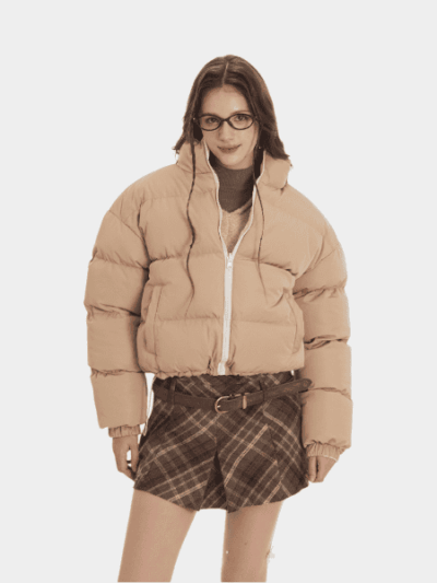 Damen Oversized Lange Ärmel Puffer Jacke