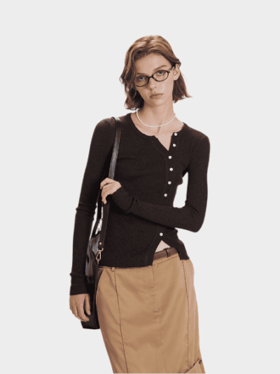 Damen Slim Fit Langarm Strickpullover