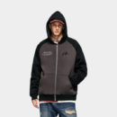 Unisex Jacke mit Textdruck, langen Ärmeln und Reißverschluss