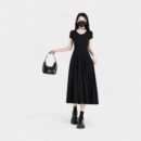 Damen Slim Fit Kurzarmkleid