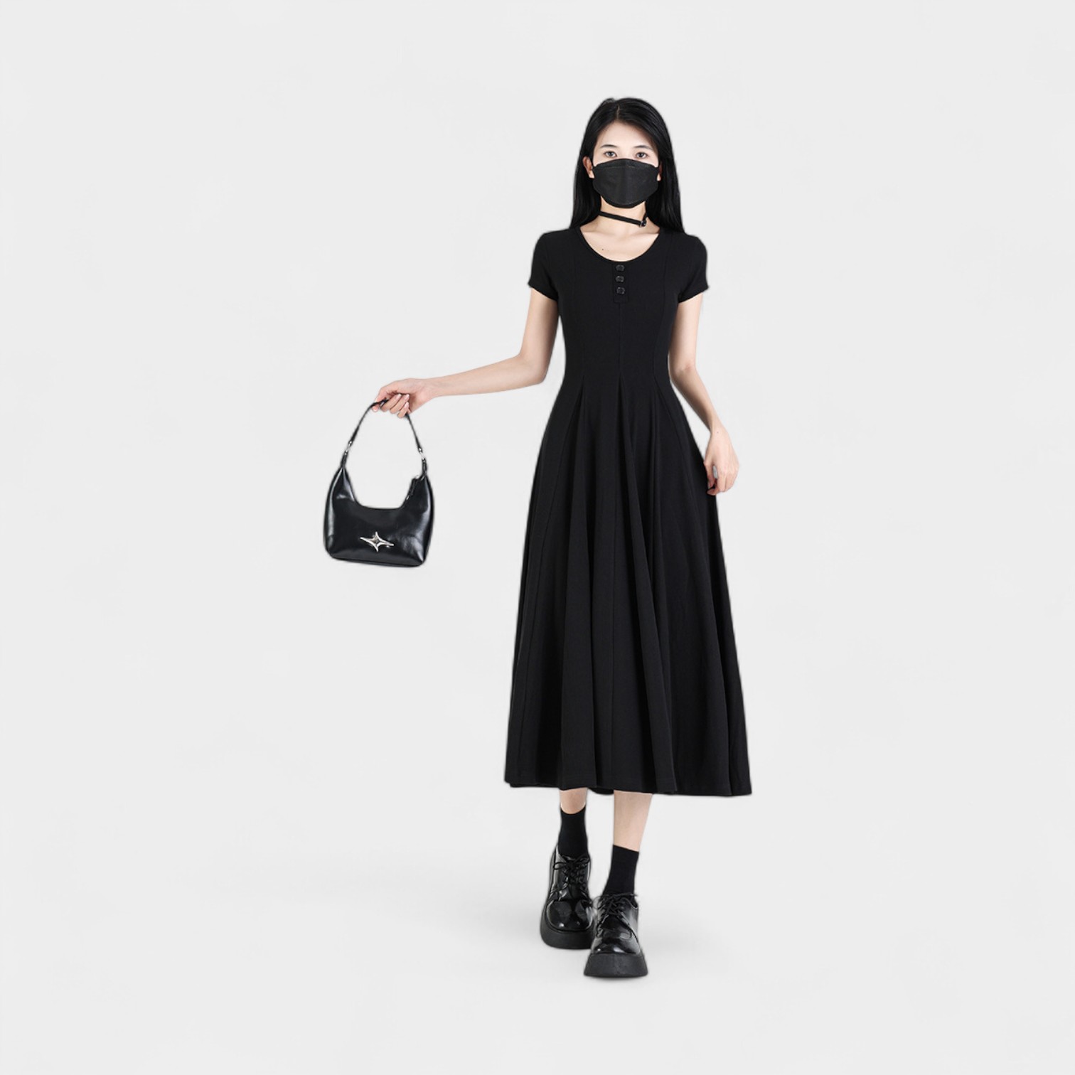 Damen Slim Fit Kurzarmkleid