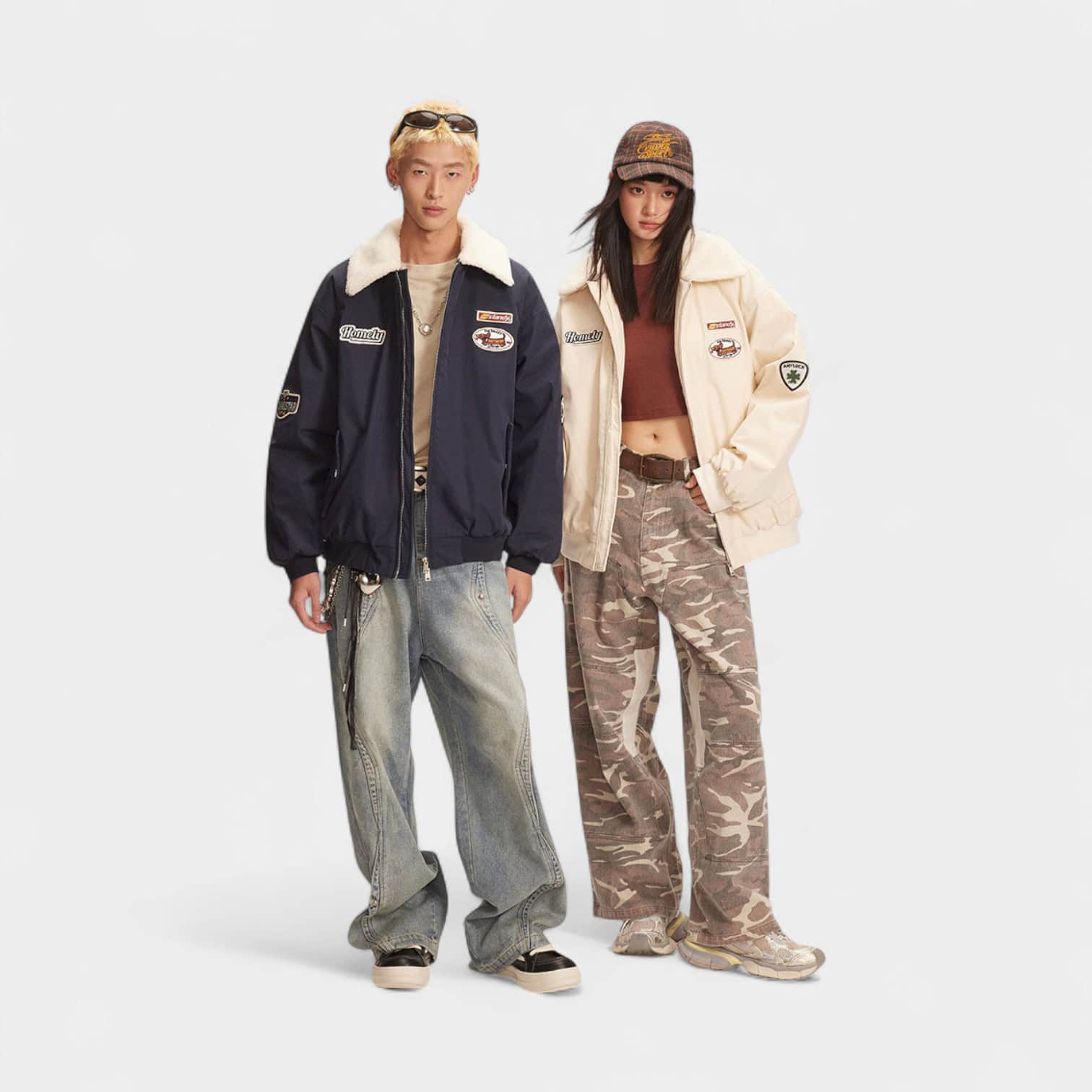 Unisex Parka mit Textdruck und langen Ärmeln – Bild 2