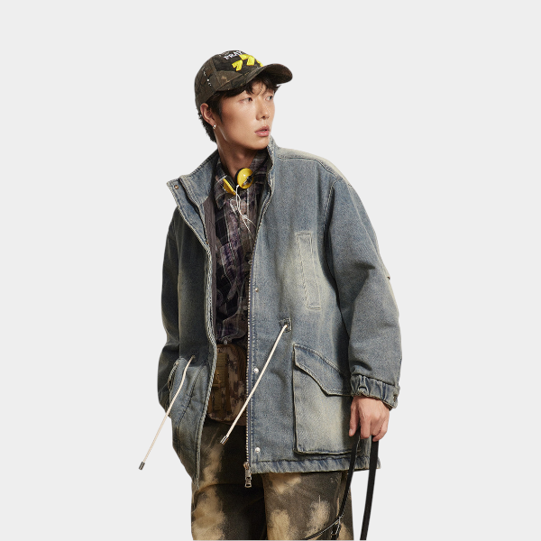 Herren Regular Fit Langarm Jeansjacke – Bild 5