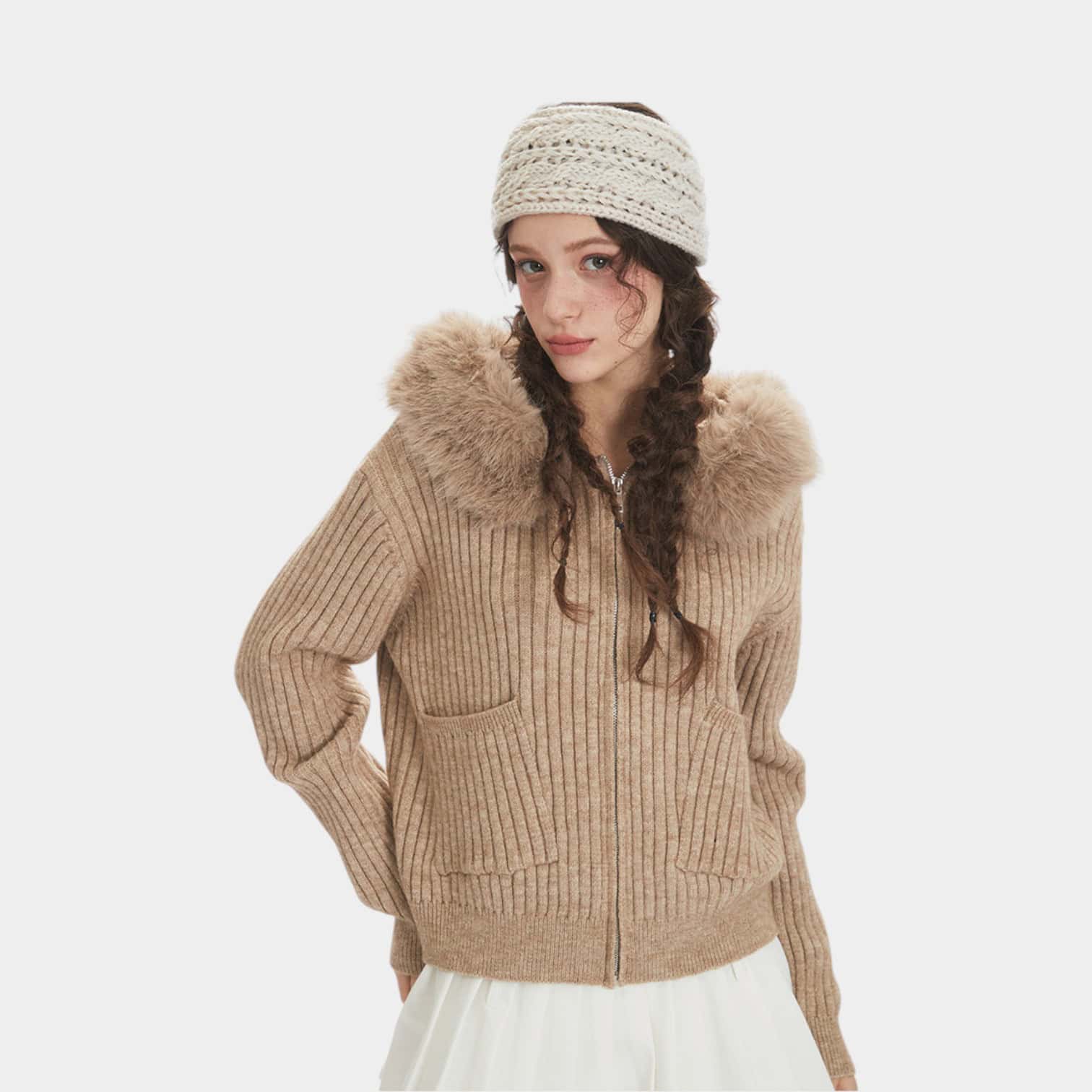 Damen Regular Fit Langarm Jacke mit Reißverschluss – Bild 4