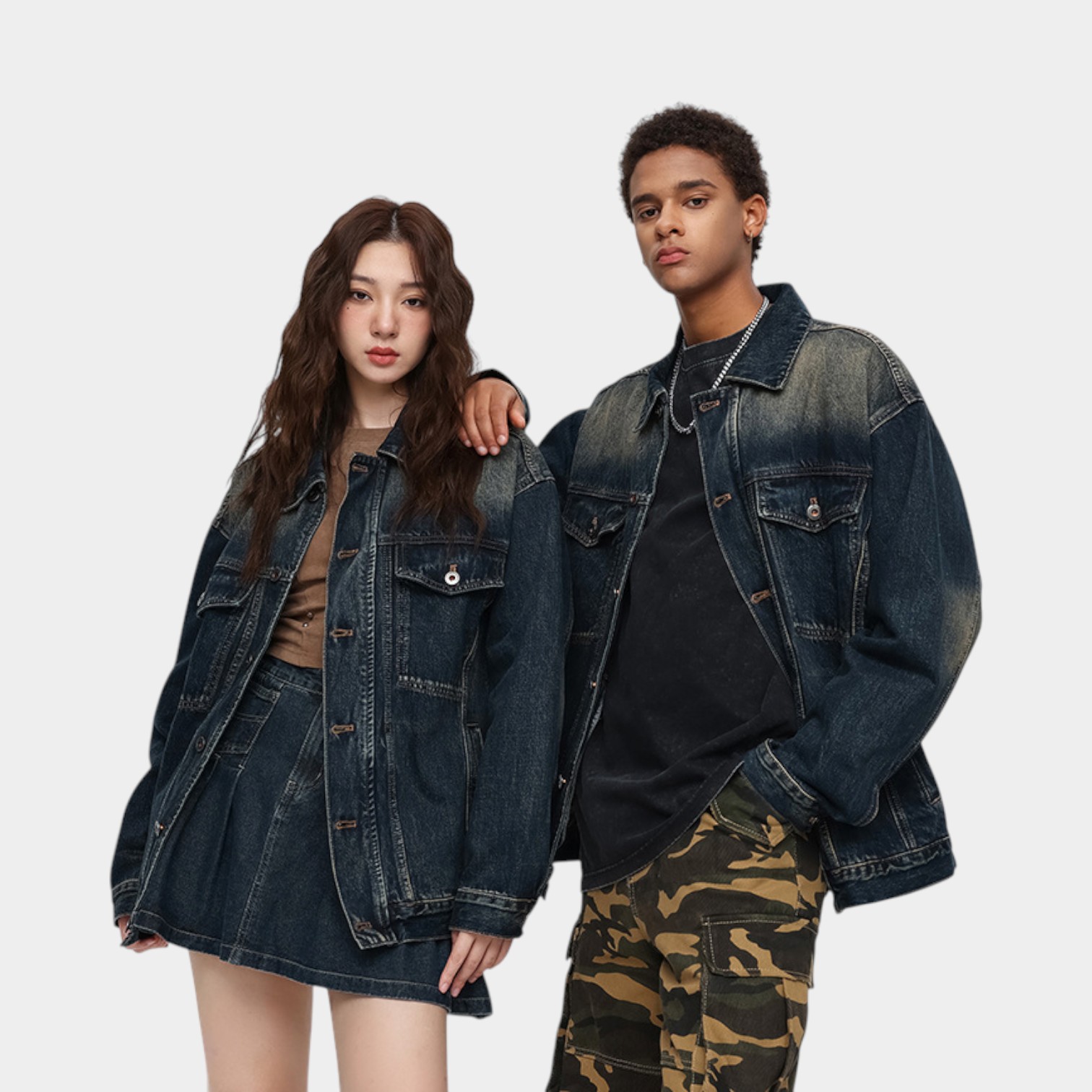 Laike Men's Early Autumn New American High Street Denim Jacket Retro Washed Loose Casual Denim Jacket for Men