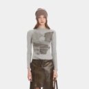 Damen Langarm T-Shirt mit Textdruck