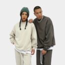 Rfsd Men's Wear | 2023 New Autumn and Winter 420g Heavy Terry Beauty Trendy High Street Loose Round Neck Pure Color Sweatshirt