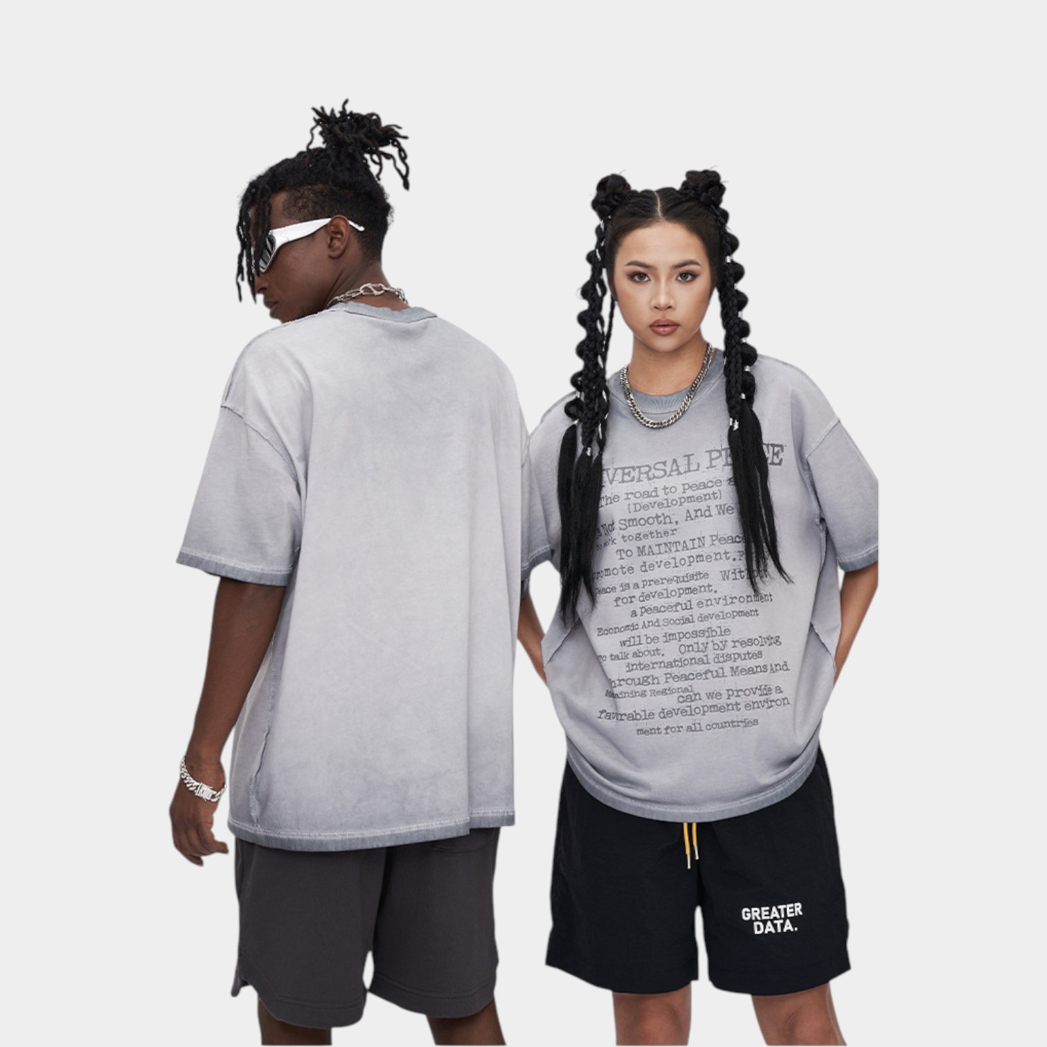 Unisex T-Shirt mit Textdruck und kurzen Ärmeln – Bild 4