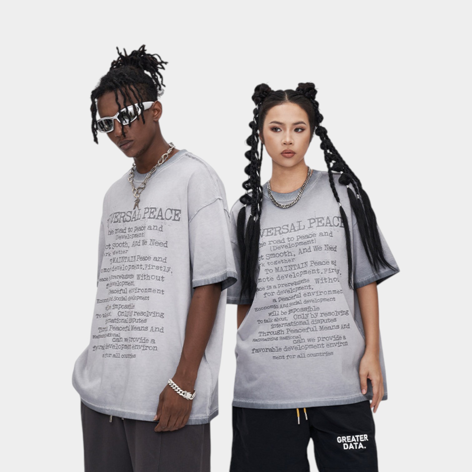 RFSD Men's | Retro Batik Distressed T-shirt 2024 Spring and Summer New Fashion Brand Personality Letter Printing Loose Short Sleeve