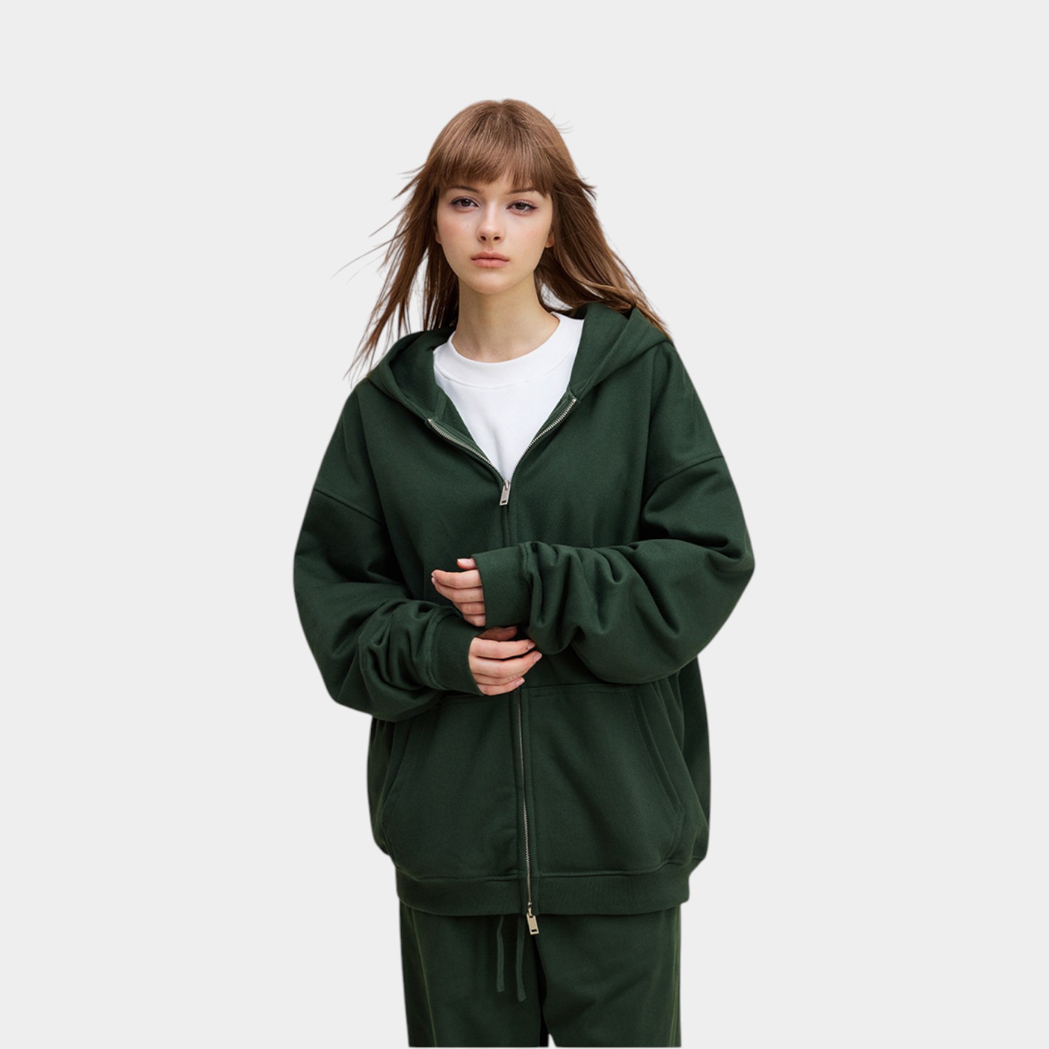 Unisex Übergroße Jacke mit langem Ärmeln und Reißverschluss – Bild 2