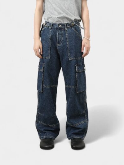 Nirben Denim | American Retro Work Jeans Men's High Street Hip Hop Loose Versatile Straight Wide Leg Trousers