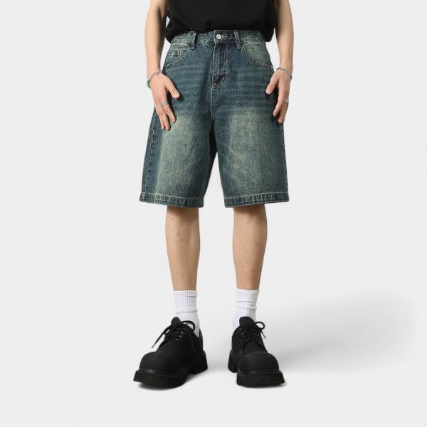 Herren Camouflage Muster Denim Shorts – Bild 6