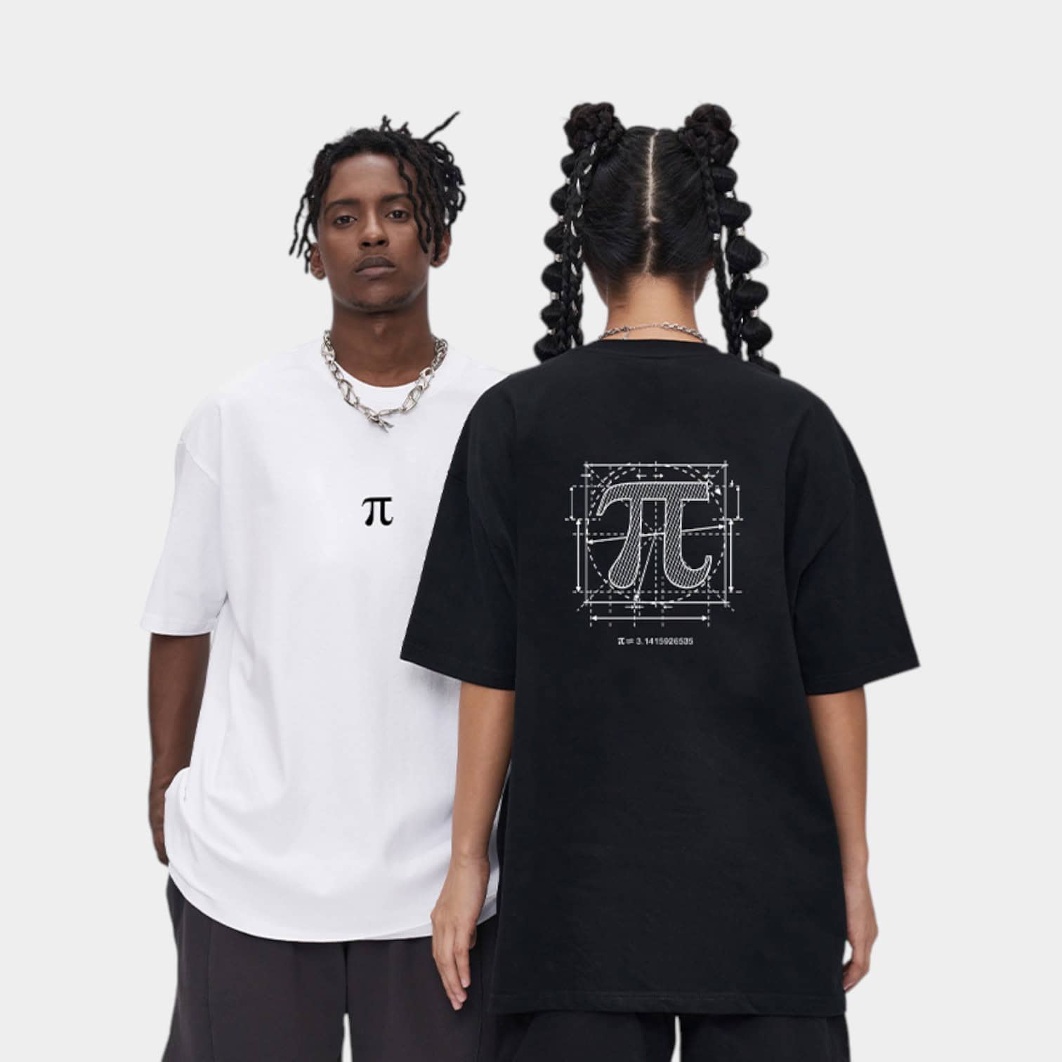 RFSD Men's | Fun π Element Printed T-shirt 2024 Spring/Summer New Fashion Brand Street Loose Short-sleeved Jacket for Men