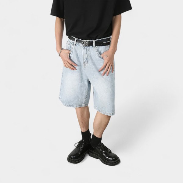 Herren Camouflage Muster Denim Shorts – Bild 3