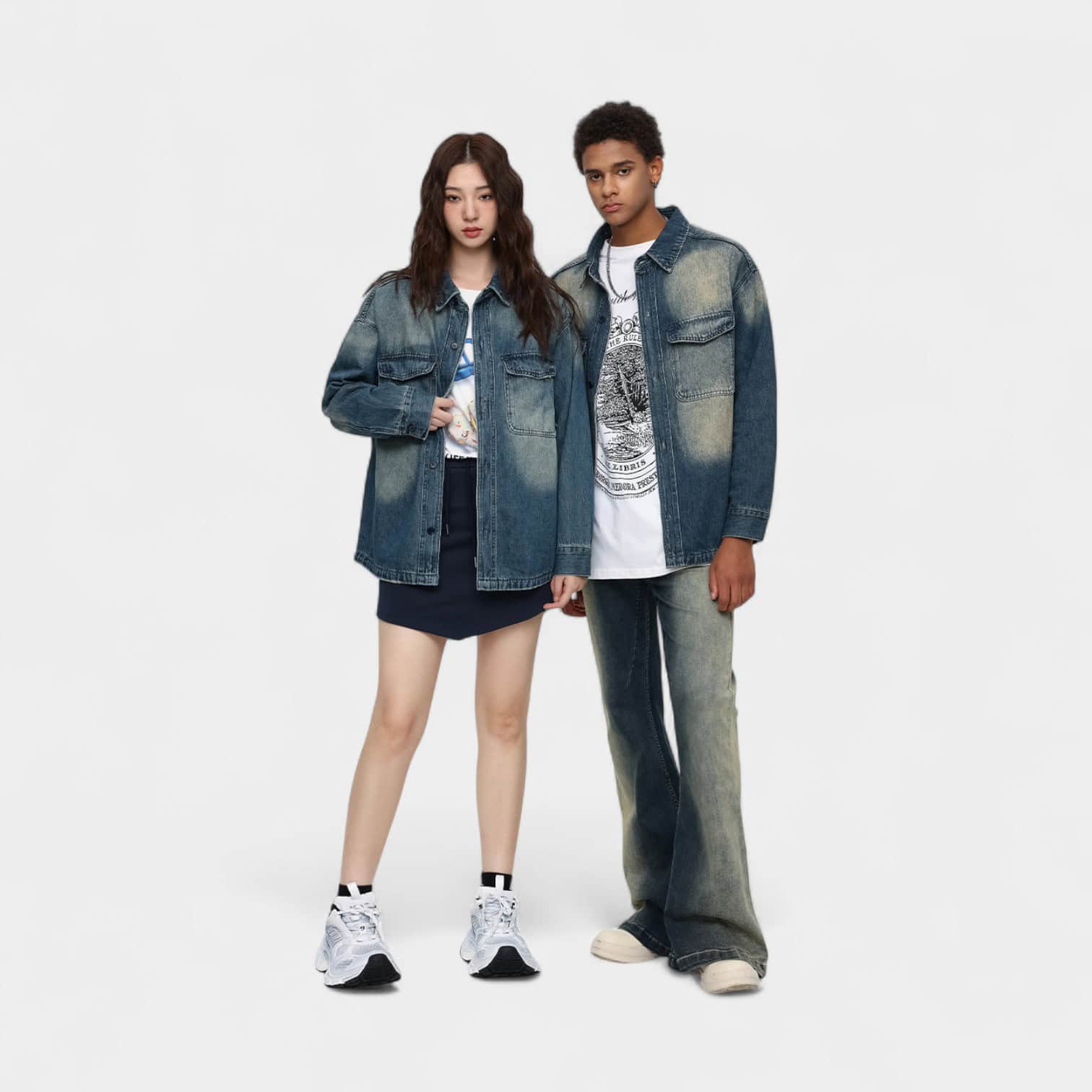 Unisex Regular Fit Jeansjacke mit langen Ärmeln – Bild 4