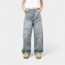 Nirben denim | American retro washed ripped jeans men's loose vintage high street trousers national trend pants