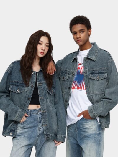 Laikemeng Men's Autumn New Denim Jacket American Retro Loose High-End Men's Denim Coat