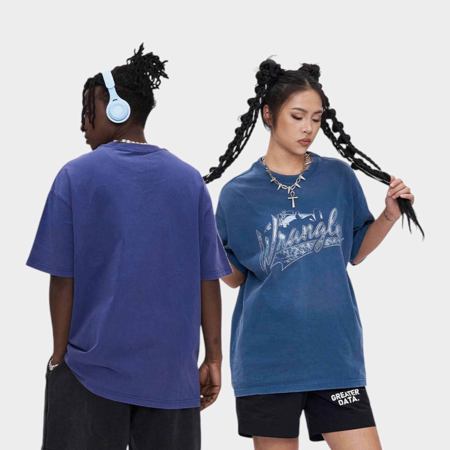 RFSD Men's 2024 Summer Round Neck Washed Short Sleeve Cotton Retro American Style Street Loose Printed Trendy Brand T-Shirt