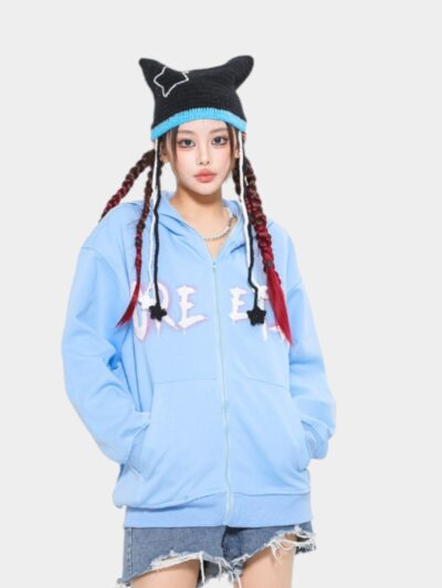 Women's Text print Long sleeves Zip up Jacket