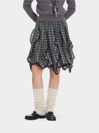 Women's Checked pattern Pleated Skirt