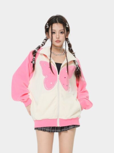 Women's Oversized Long sleeves Zip up Jacket