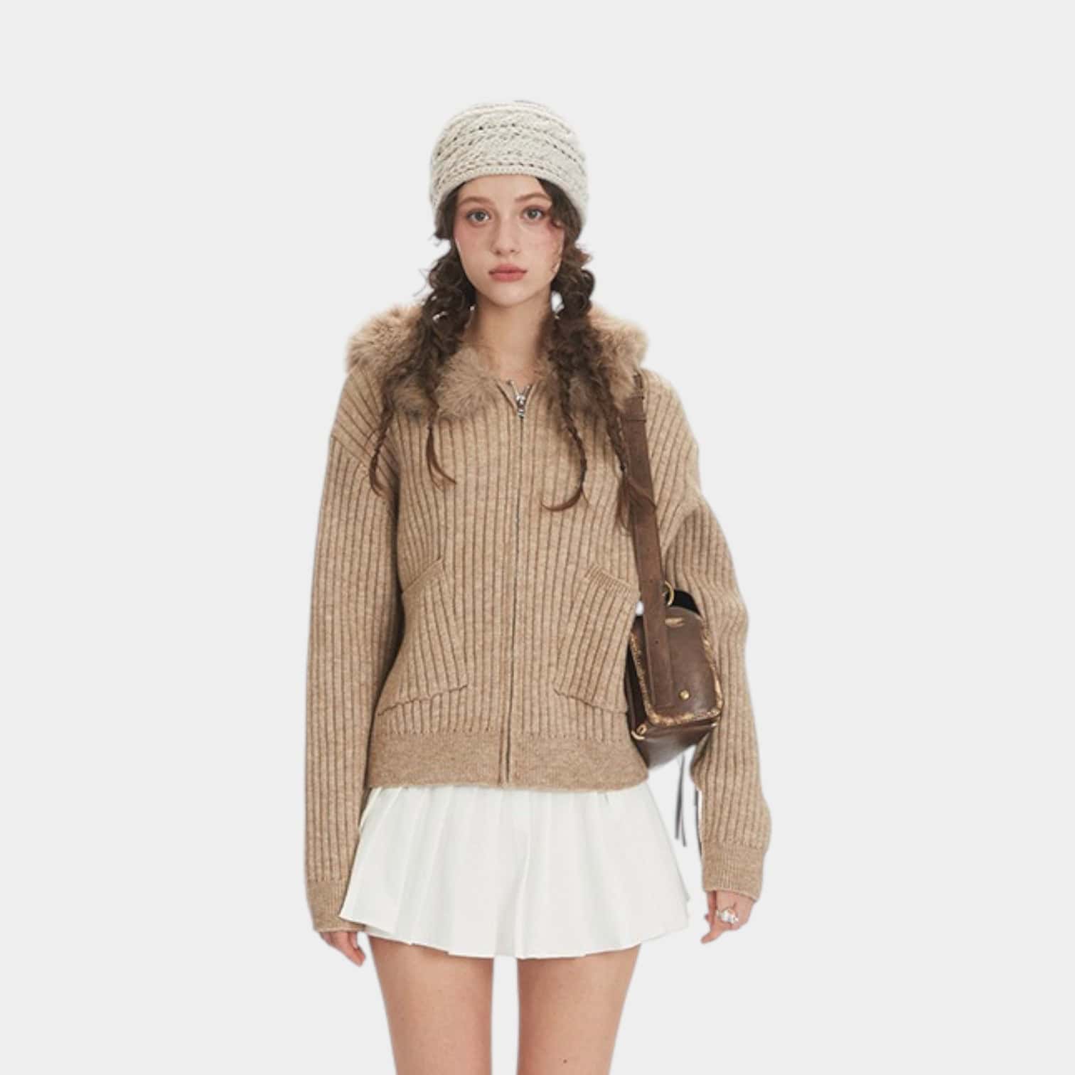 Damen Regular Fit Langarm Jacke mit Reißverschluss