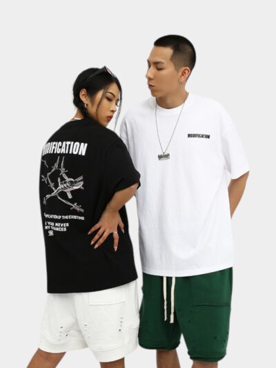 Rfsd Men's Clothing | 2025 Summer New Original Trendy American Street Retro Thorn Print Men's Short-Sleeved T-Shirt