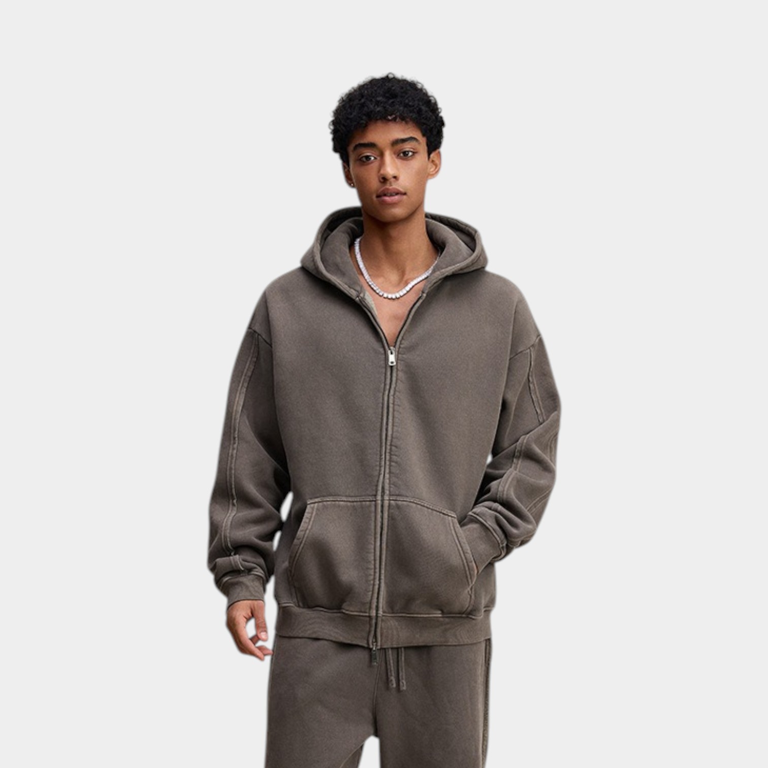 Herren Oversized Langarm Jacke mit Reißverschluss – Bild 2