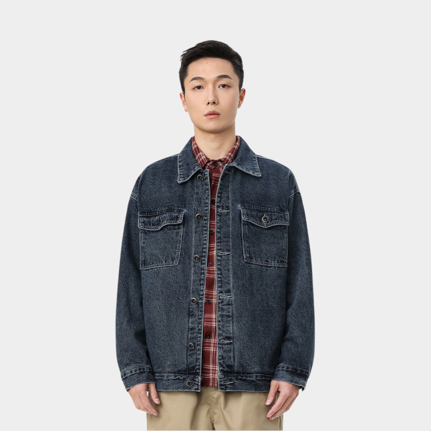 Herren Regular Fit Langarm Jeansjacke