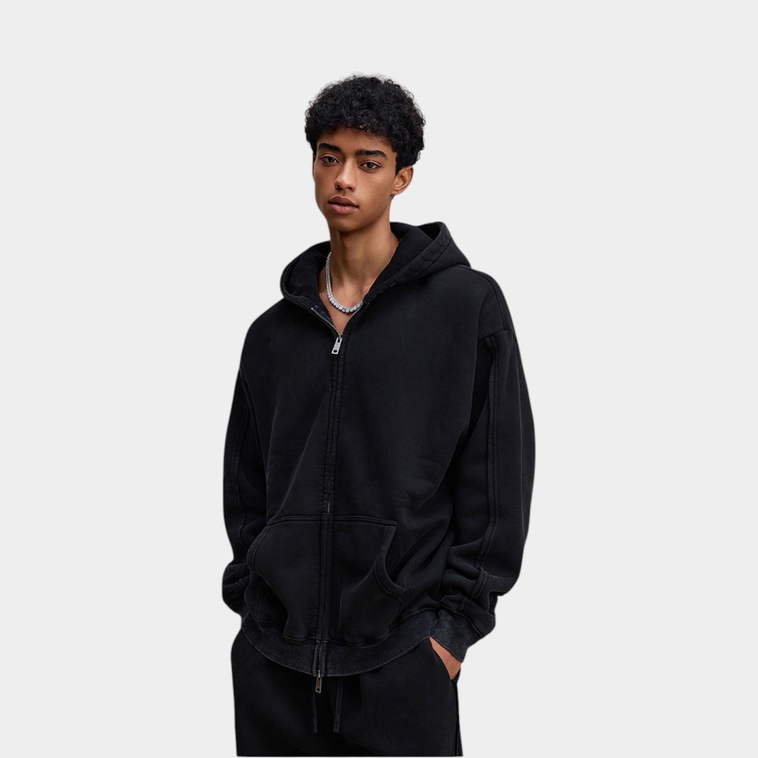 Herren Oversized Langarm Jacke mit Reißverschluss – Bild 4