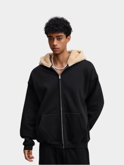 Herren Oversized Langarm Jacke mit Reißverschluss