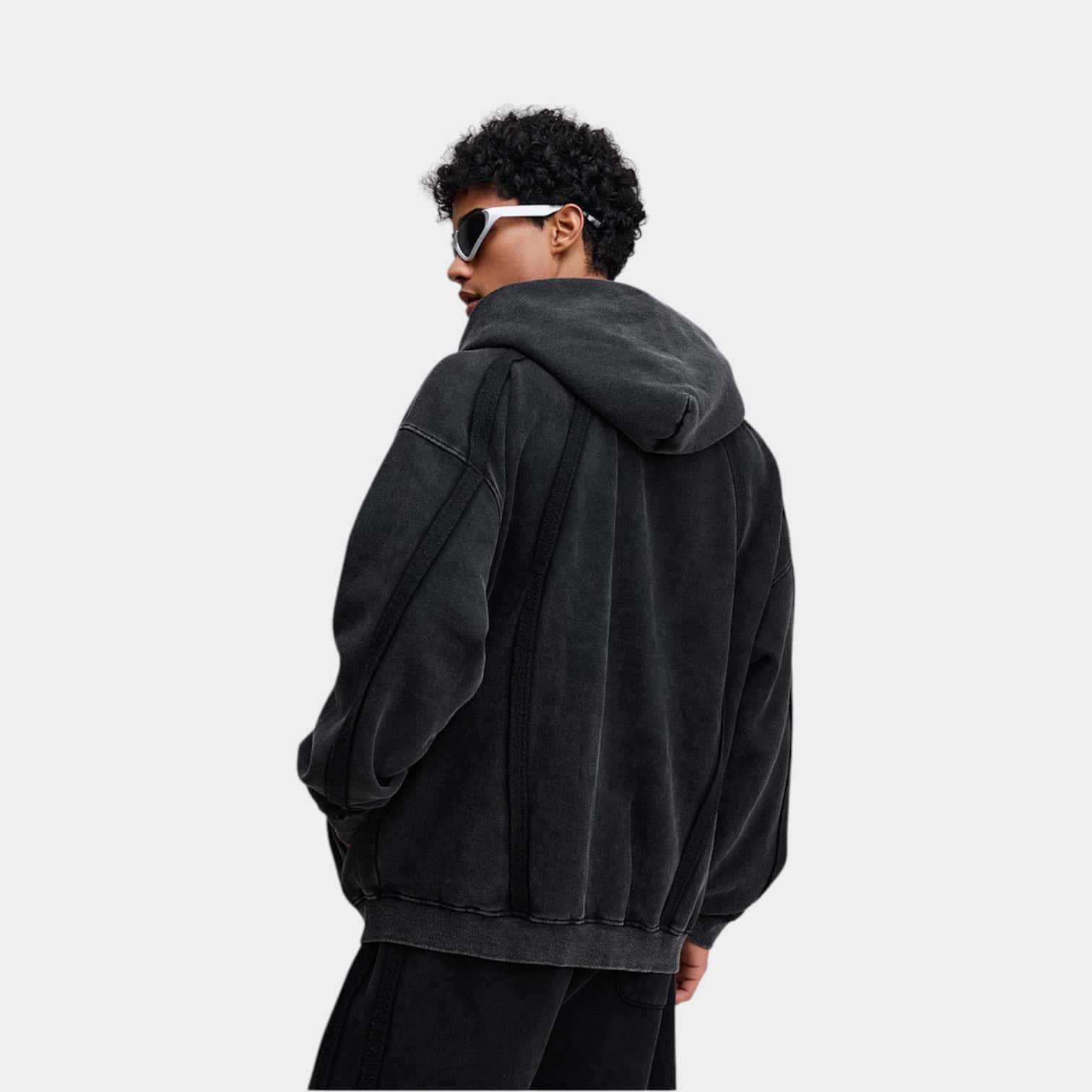 Herren Oversized Langarm Reißverschluss Jacke – Bild 6