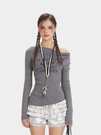 Women's Text print Long sleeves T-Shirt