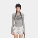 Damen T-Shirt mit künstlerischem Druck und langen Ärmeln