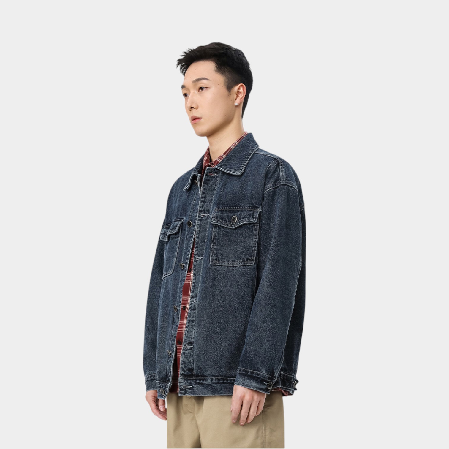 Herren Regular Fit Langarm Jeansjacke – Bild 4