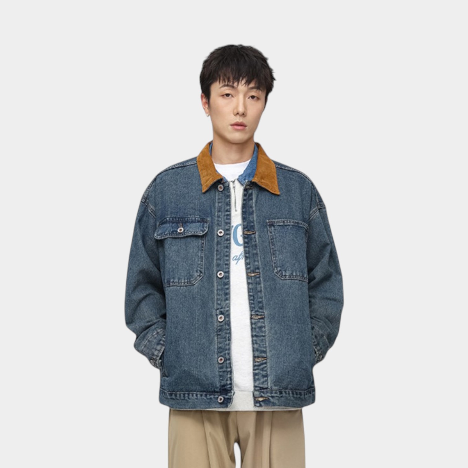 Unisex Oversized Jeansjacke mit langen Ärmeln