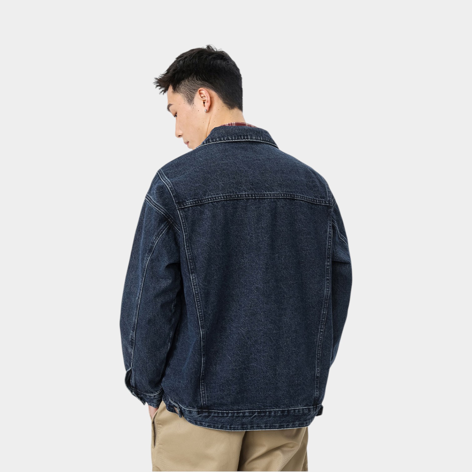 Herren Oversized Jeansjacke mit langen Ärmeln – Bild 4