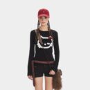 Damen Anime/Cartoon Print Langarm T-Shirt