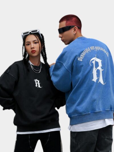 RFSD Men's Wear | 2023 Fall/Winter New Fashion Brand R-Print Wei Yi 420g Loose Bajia Crewneck Wei Yi Batik