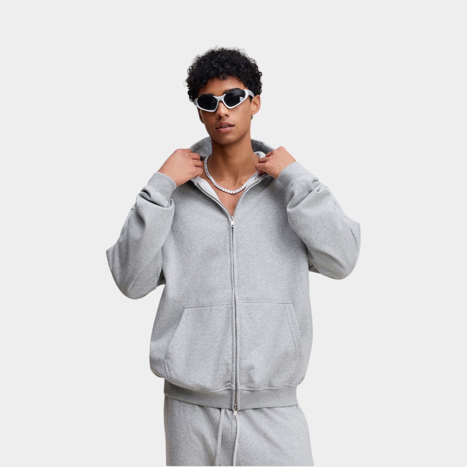 Unisex Übergroße Jacke mit langem Ärmeln und Reißverschluss – Bild 4