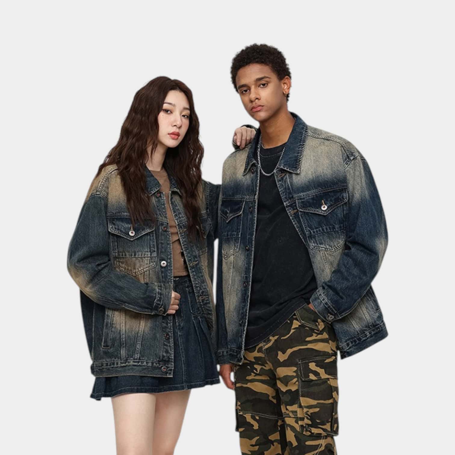 Unisex Oversized Jeansjacke mit langen Ärmeln