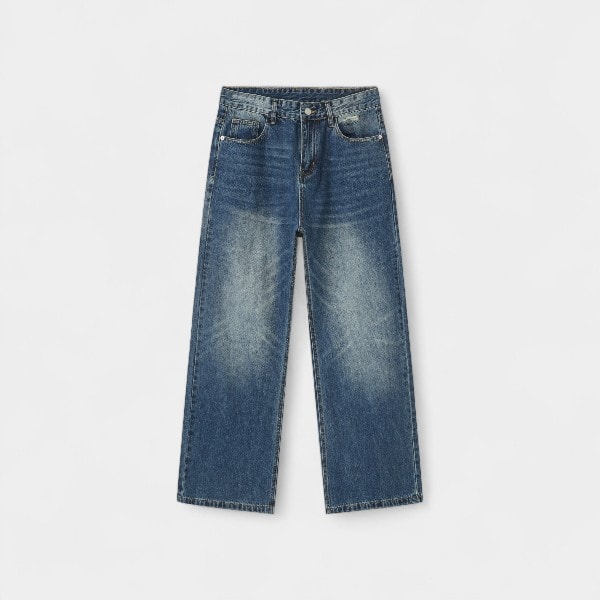 nirben Denim | American Retro hiphop High Street Ripped Jeans Men's Loose Straight Wide Leg Trendy Pants