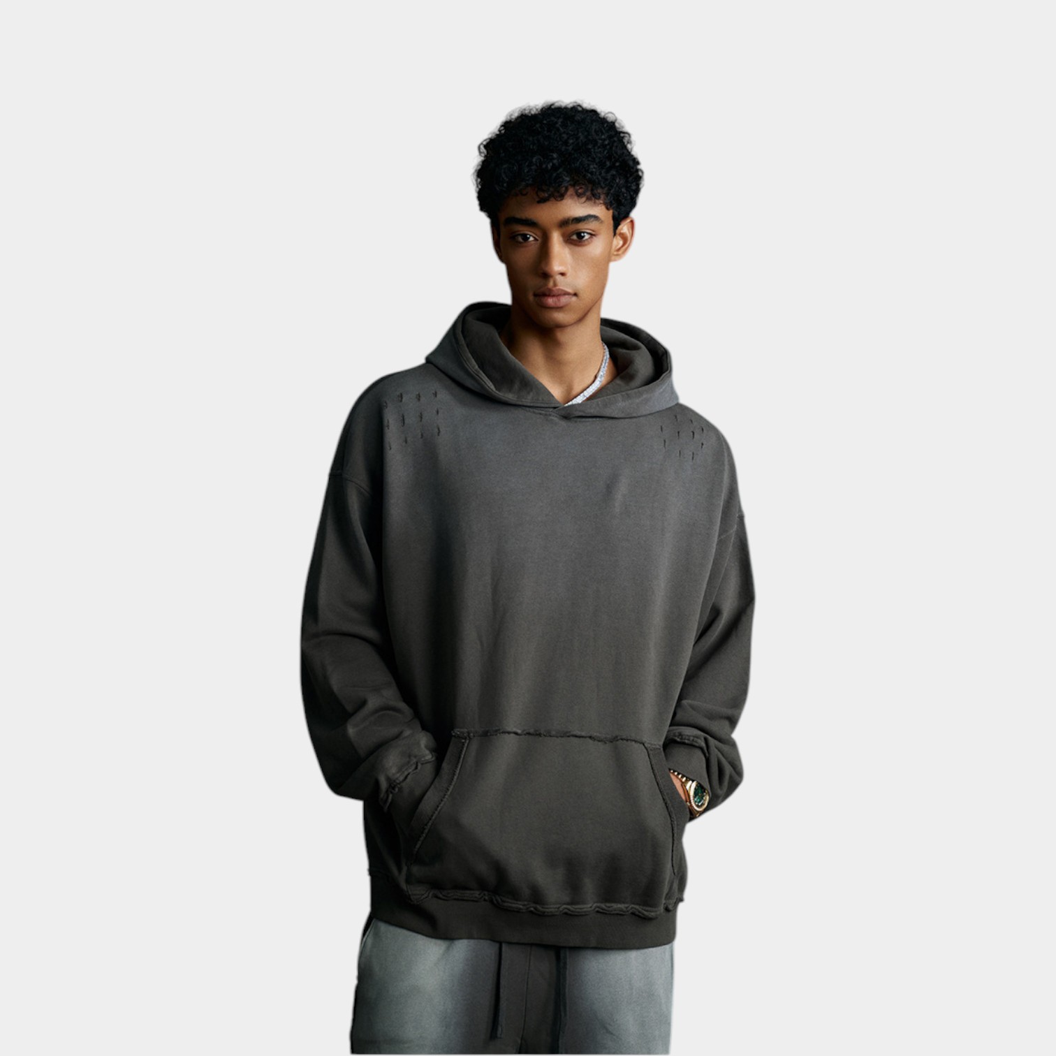 Herren Oversize Langarm Hoodie – Bild 2