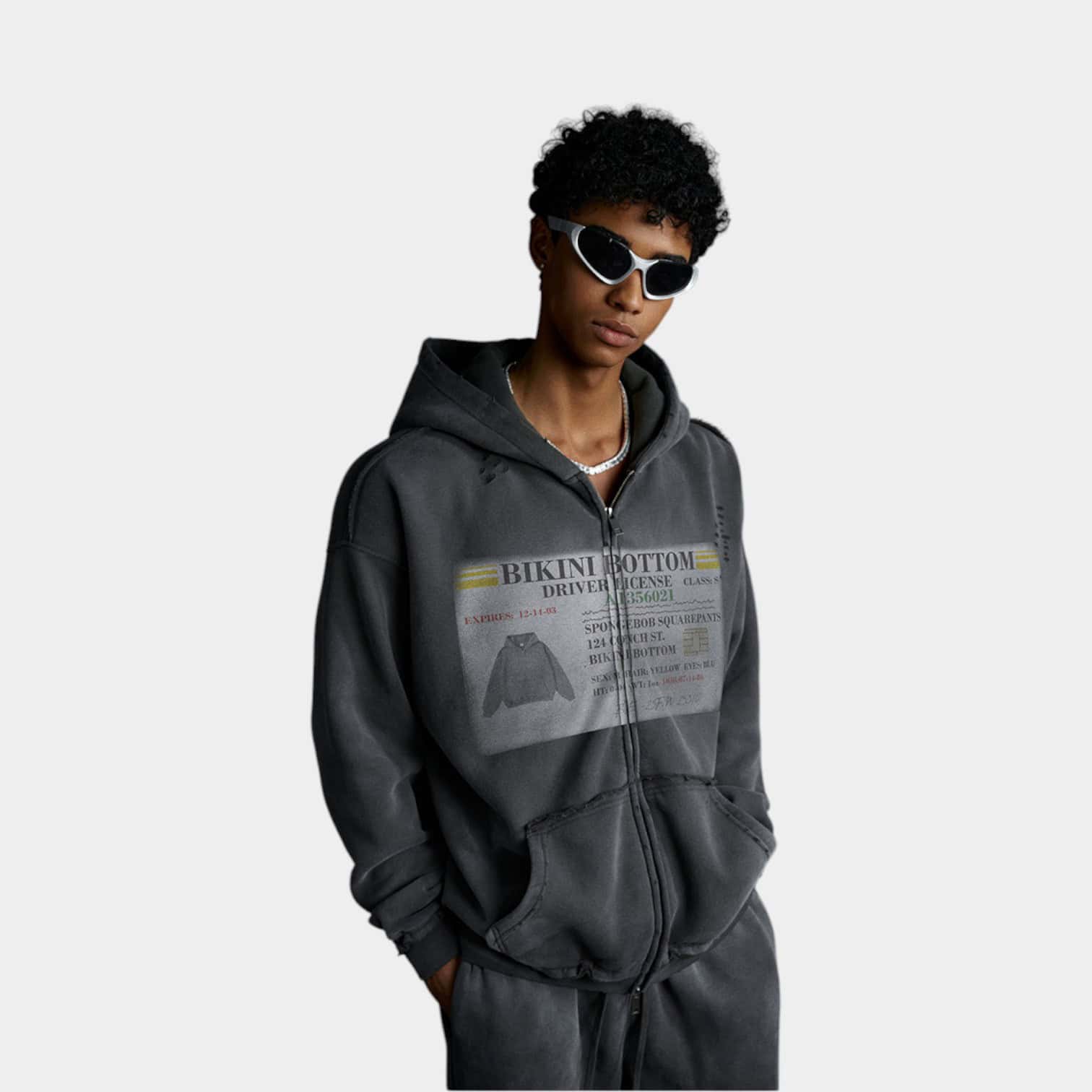 Herren Textdruck Langarm Reißverschluss Jacke – Bild 2