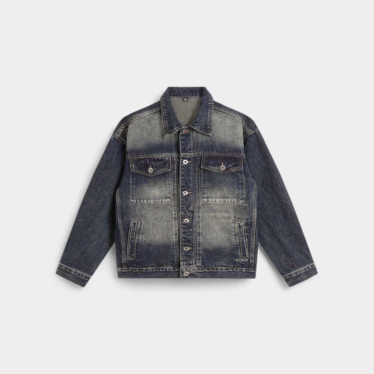 Laike Men's Denim Jacket American Casual Early Autumn Denim Jacket Men's Trendyy Loose Men's Denim Top