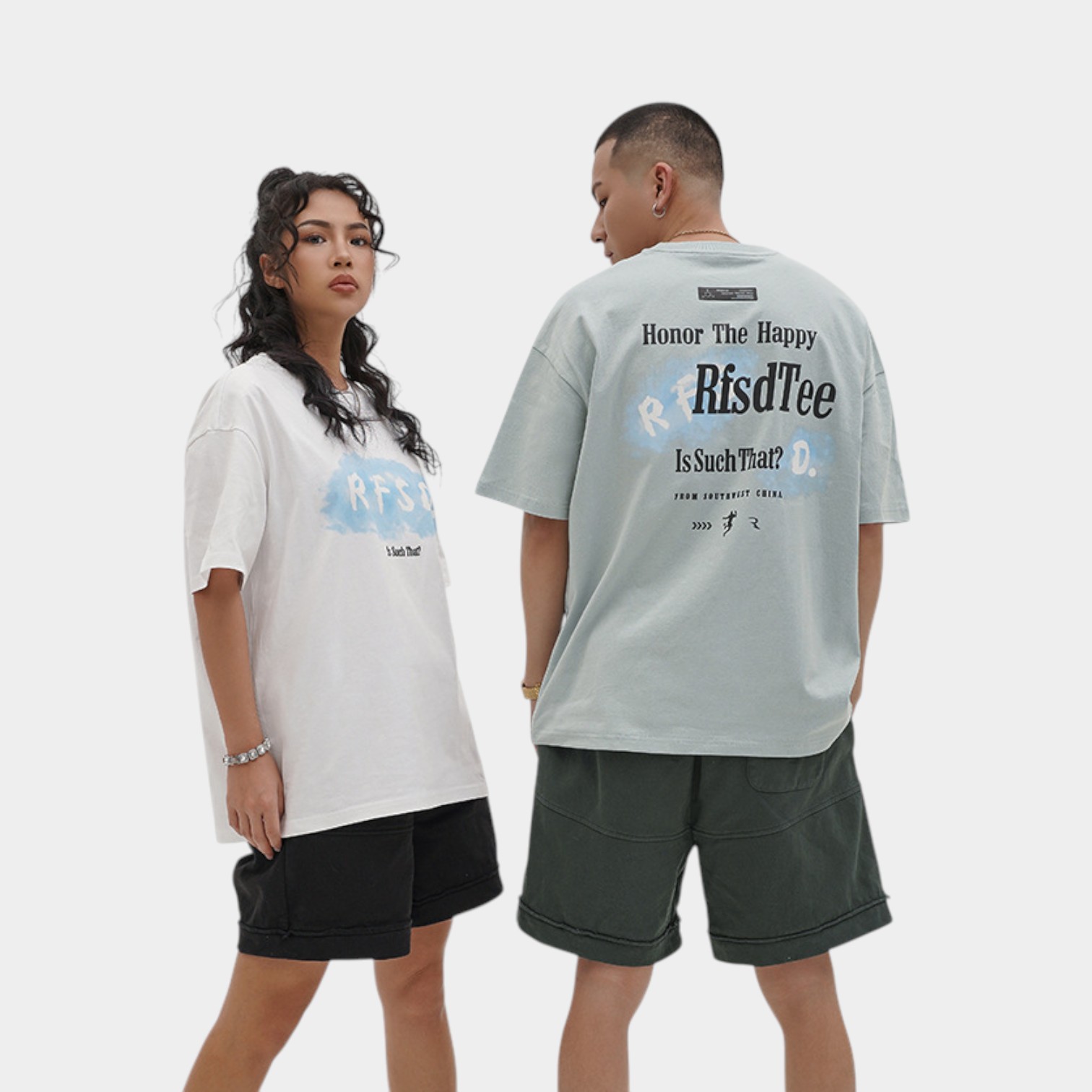 Rfsd Men's Clothing | 2025 Summer New Loose Fit Trendy Street Pure Cotton Men's Printed Short-Sleeve T-Shirt 230g