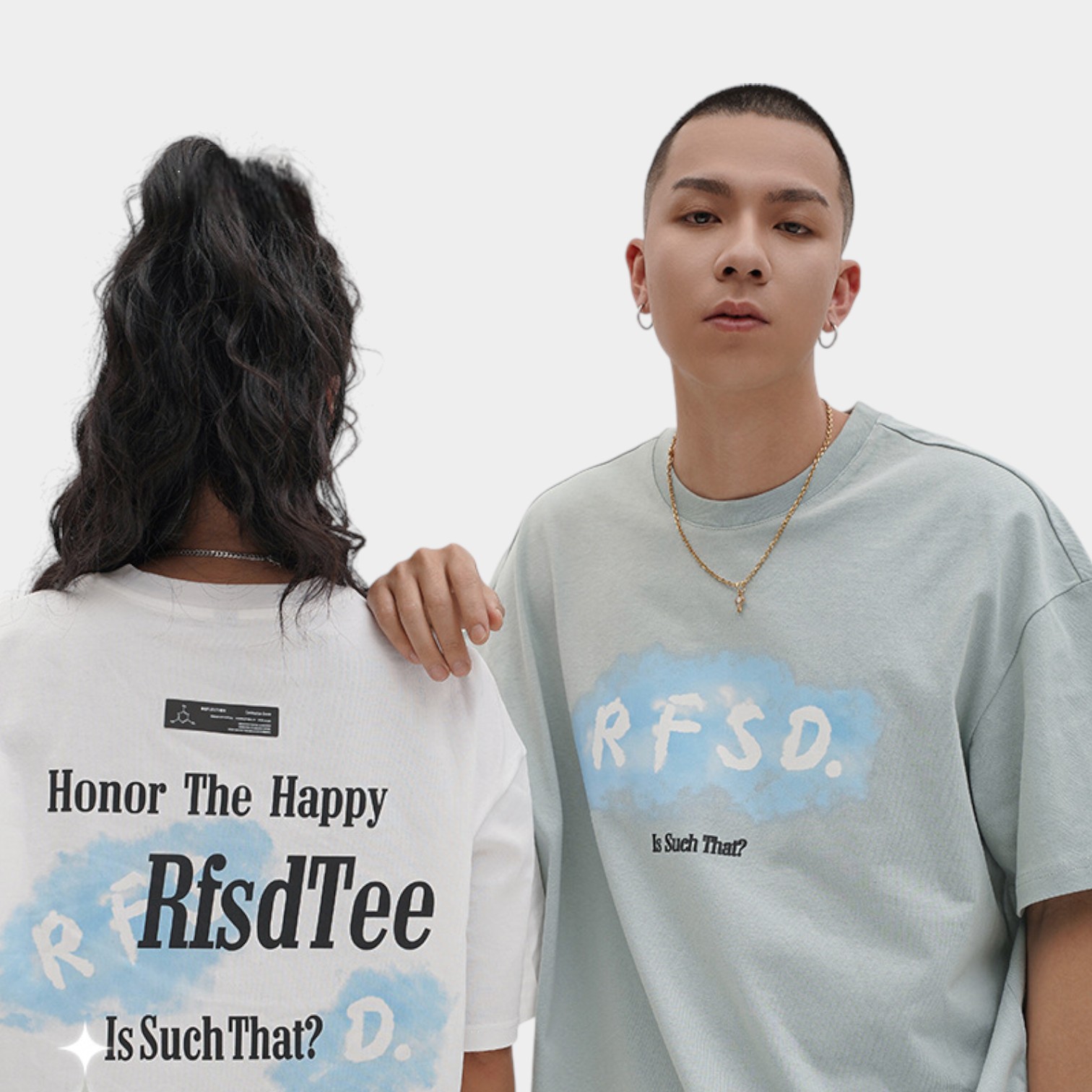 Rfsd Men's Clothing | 2025 Summer New Loose Fit Trendy Street Pure Cotton Men's Printed Short-Sleeve T-Shirt 230g