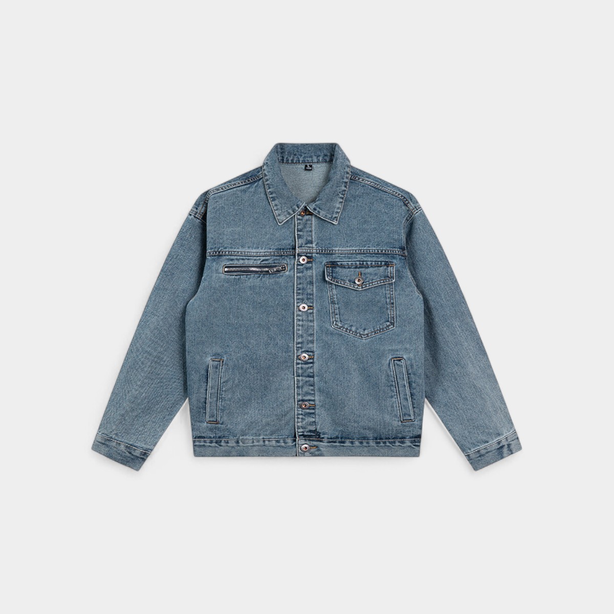 Laikemeng Men's Spring and Autumn Denim Jacket Men's American Retro Distressed Washed Nostalgic Men's Casual Denim Jacket