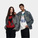 Unisex Oversized Jeansjacke mit langen Ärmeln